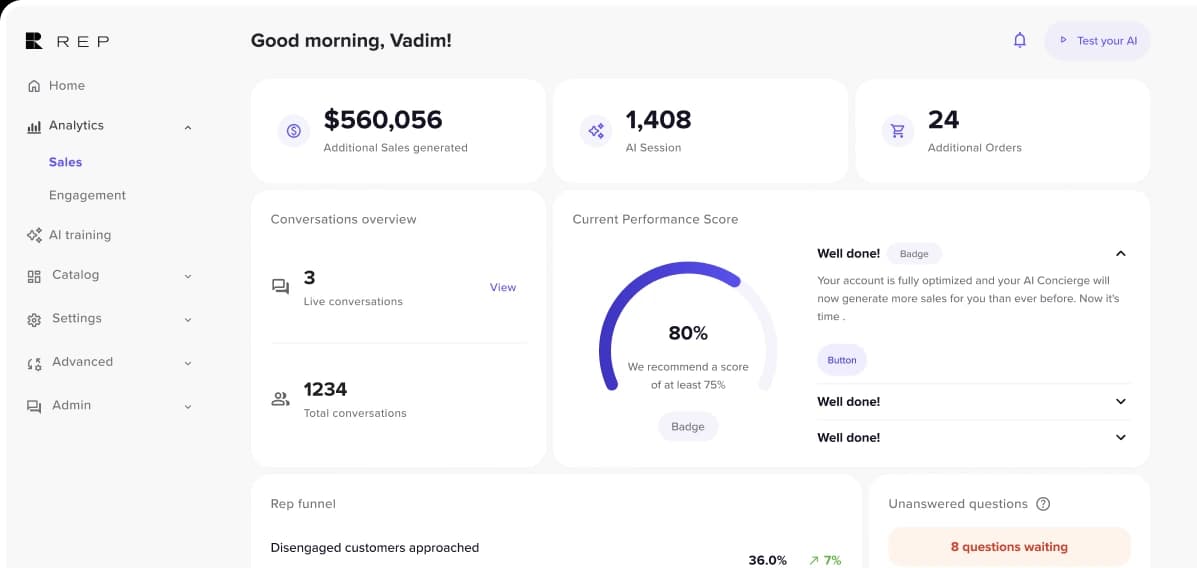 HelloRep product interface preview