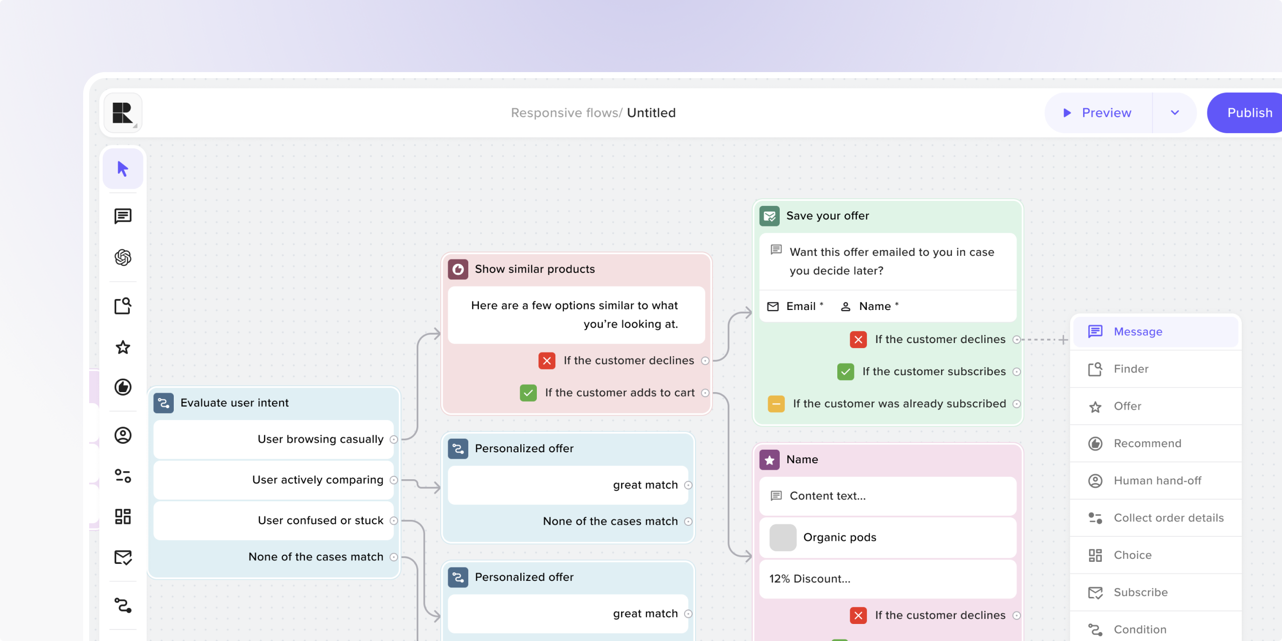 HelloRep Flow Builder canvas