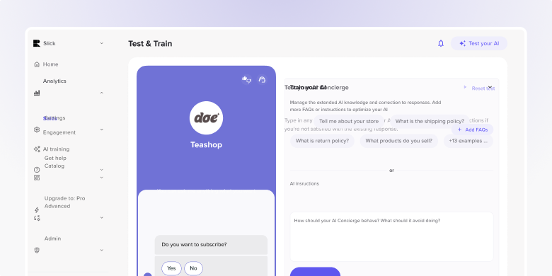HelloRep Test & Train screen