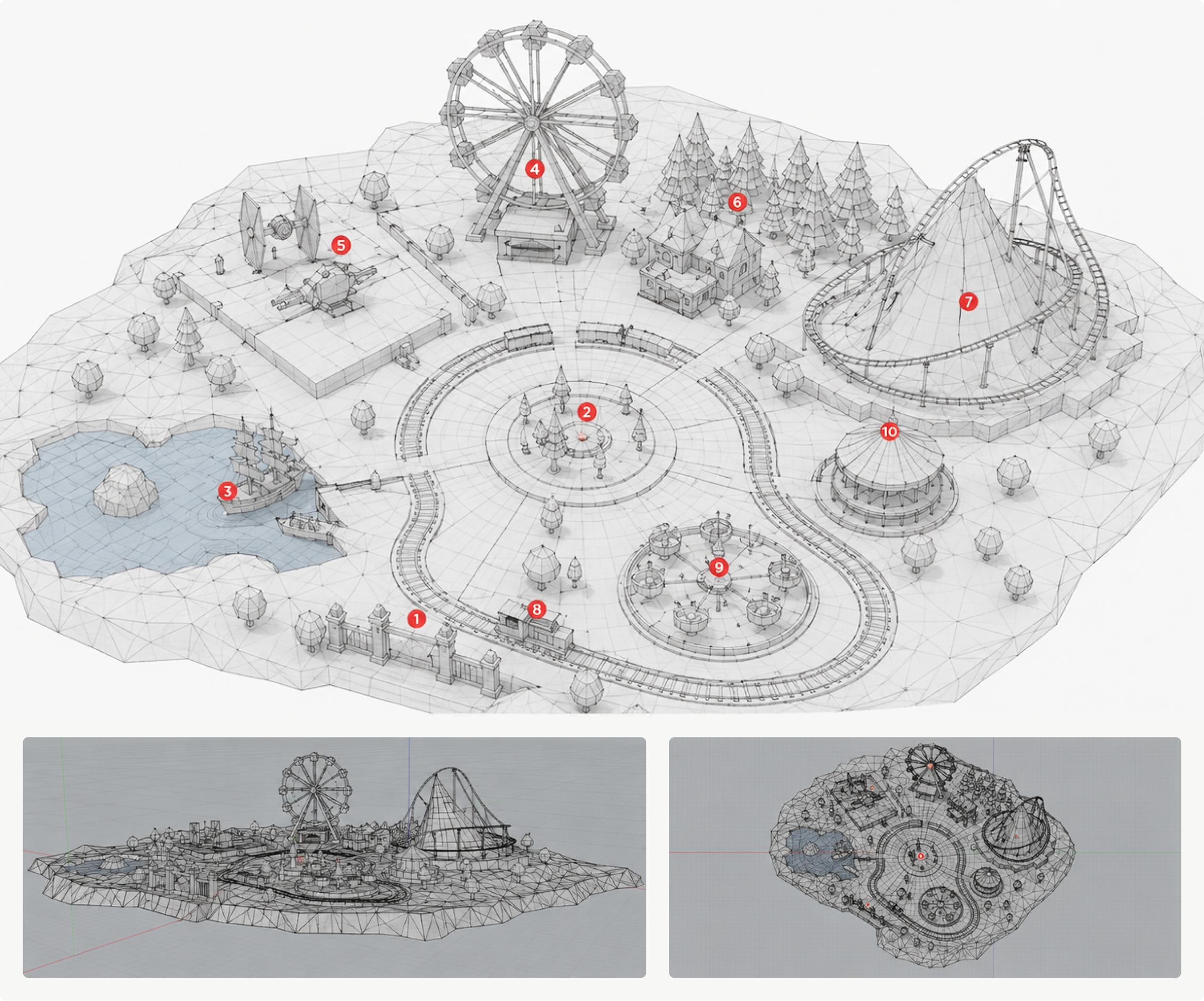Concept sketches and geometry blocking for zone layout