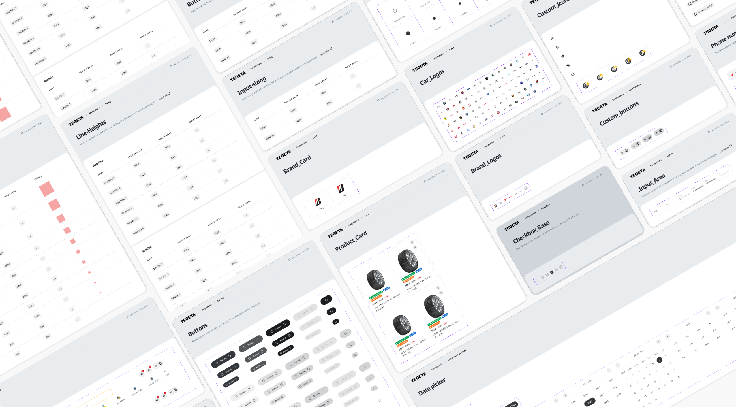 Tegeta design system component overview