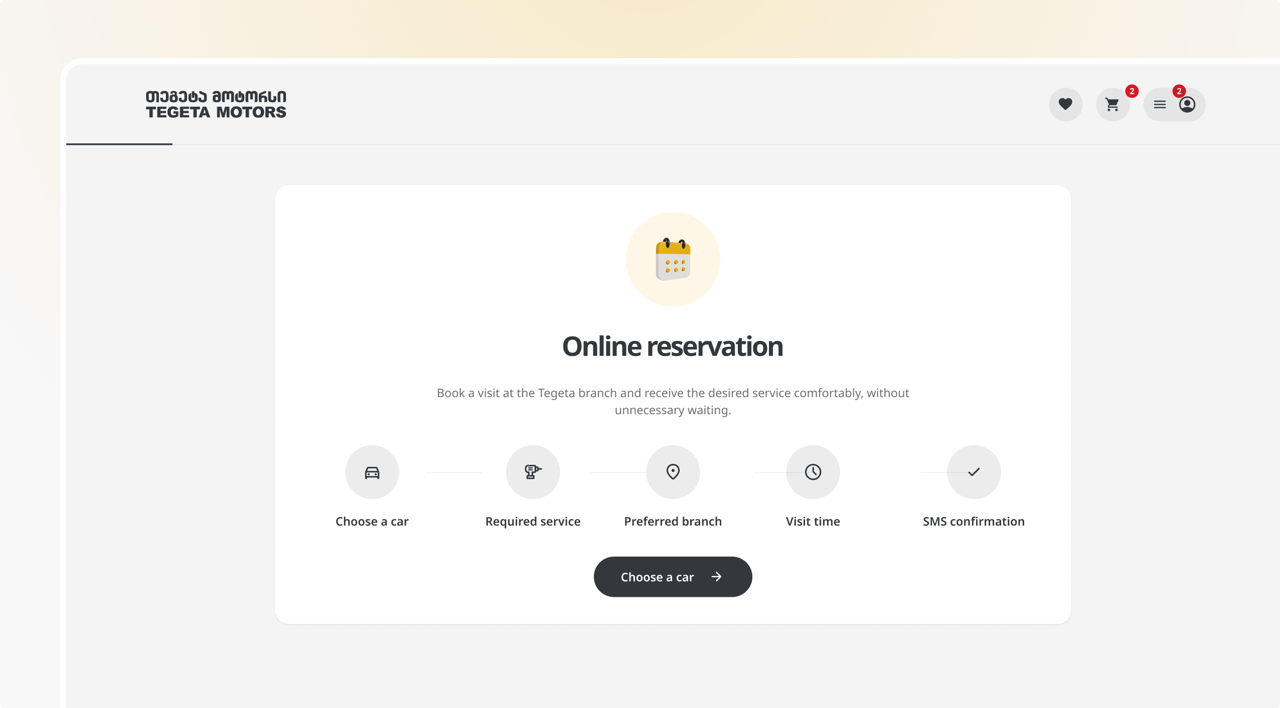 Tegeta reservation platform booking flow