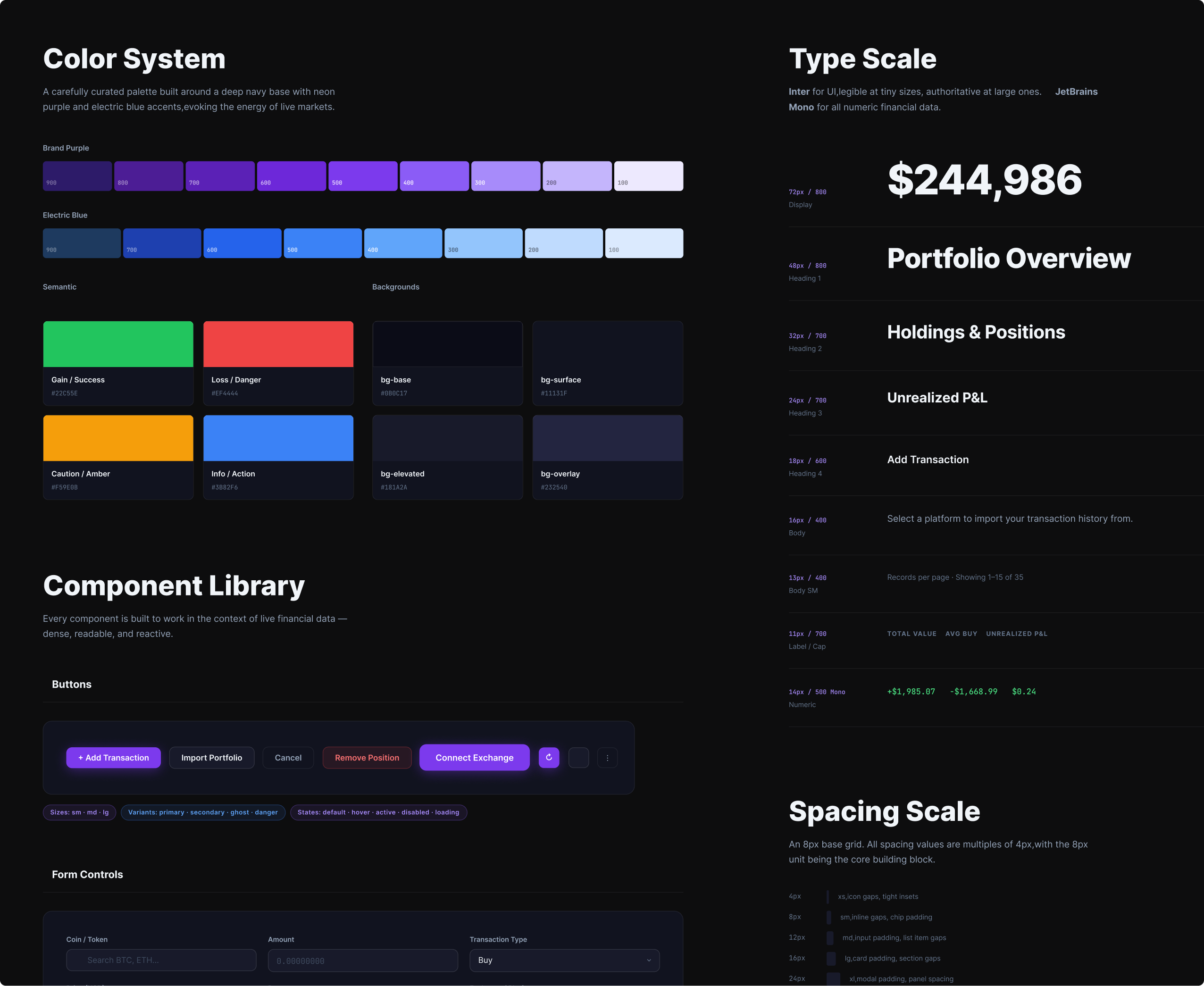 Coin Baron design system and component library