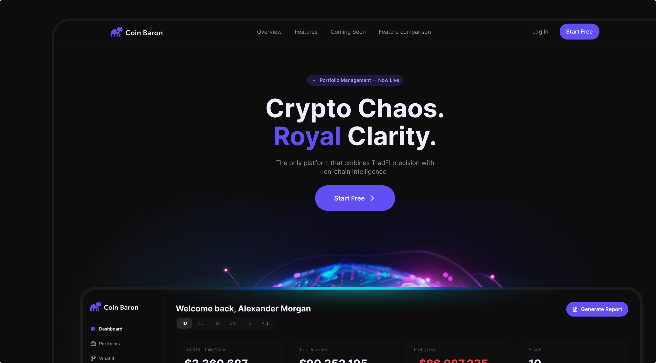 Coin Baron crypto portfolio platform