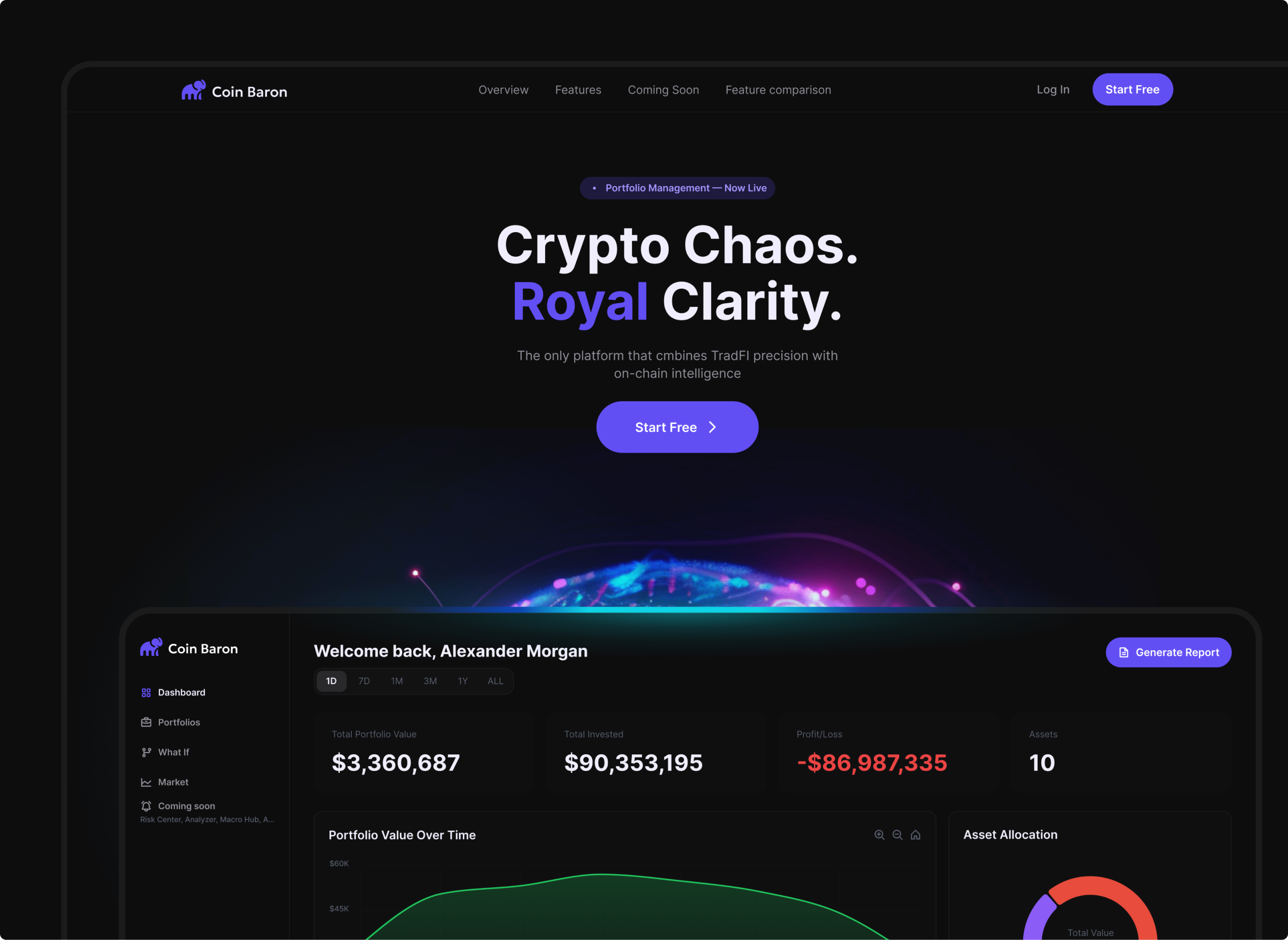 Coin Baron dashboard interface