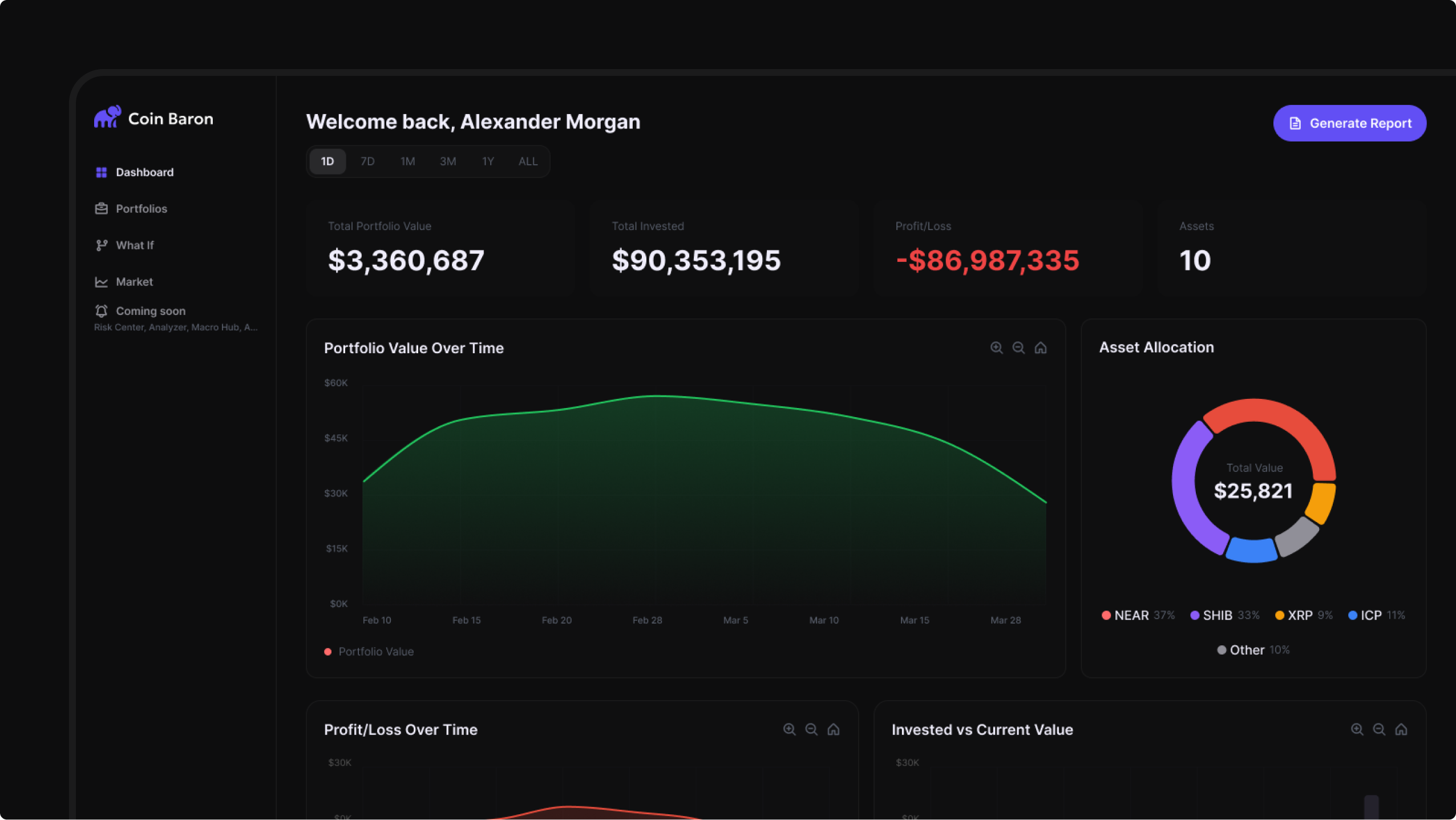 Coin Baron landing page interface